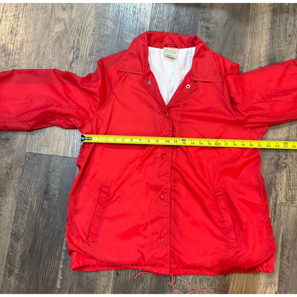 Sears Vintage Coach Jacket Red Nylon Snap‎ Front Lightweight Mens Size XL - Picture 9 of 10